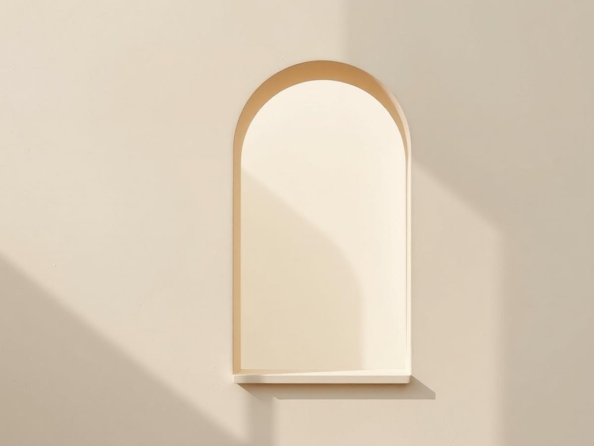 Arched recess in a warm plaster wall lit by soft afternoon daylight